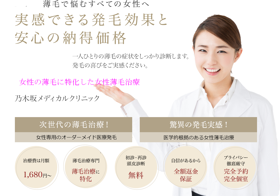 AGA・薄毛で悩むすべての男性と女性へ 実感できる発毛効果と安心の納得価格